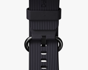 Black Forest Ellipse Leather Apple Watch Band close-up with buckle and texture by DailyObjects