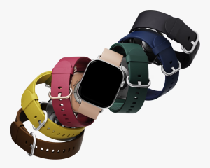 Spiral display of Forest Ellipse Leather Apple Watch Bands by DailyObjects in various colors