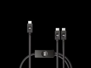 DailyObjects SURGE 140W Kevlar-core twin-port Type-C charging cable for high-power laptops.