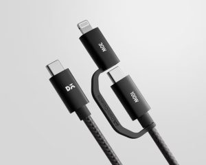 Surge Kevlar core 2-in-1 100W USB-C and Lightning charging cable for AI phones and tablets