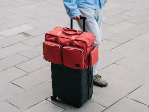 Pivot duffle bag packed for a winter road trip to the hills