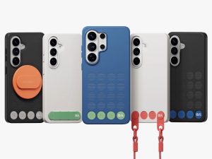 Stack Samsung accessories in everyday setup with magnetic stand and lanyard attached