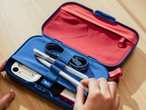 Park Tech Kit 180 degree flat opening showing elastic loops and mesh pockets