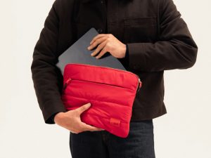 Scarlet Stria laptop sleeve as a Valentine’s Day gift for everyday tech