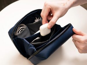 Vault tech organiser neatly storing cables and gadgets as a Valentine’s Day gift